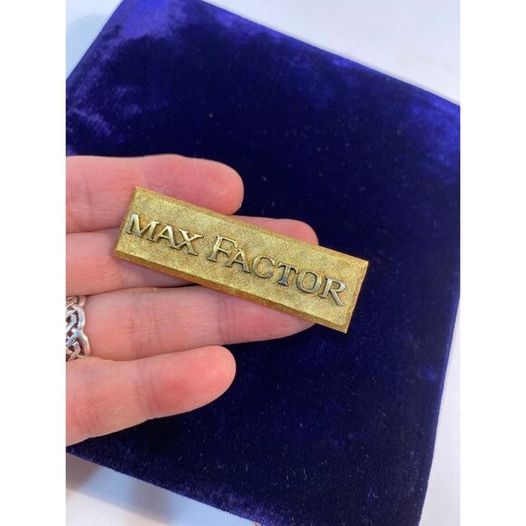 Vintage MAX FACTOR Gold Tone Employee Pin Brooch Rare HTF - Picture 2 of 4